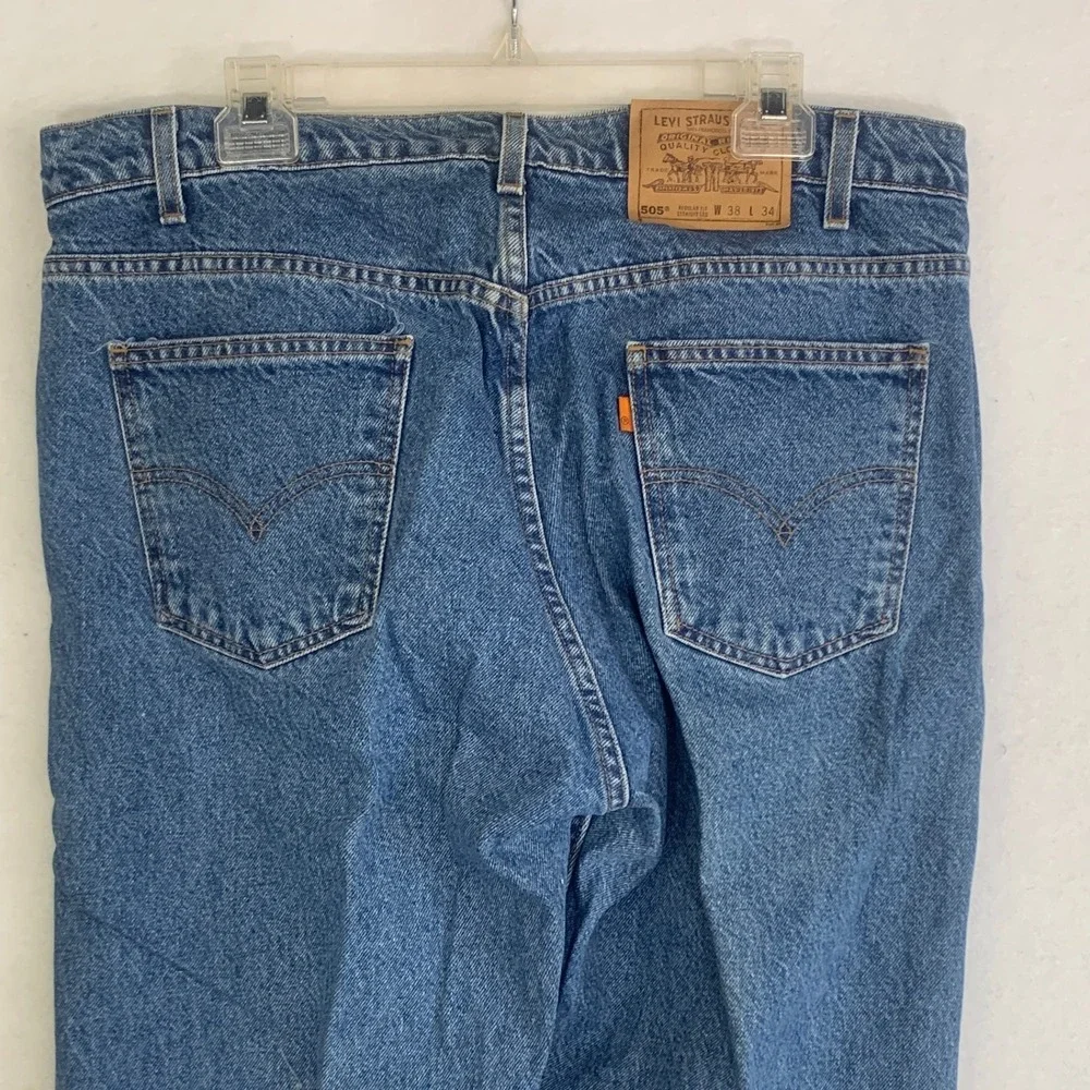 VTG Levi's 505 Jeans Mens 38x33 Blue Orange Tab Regular Straight Leg 1997
